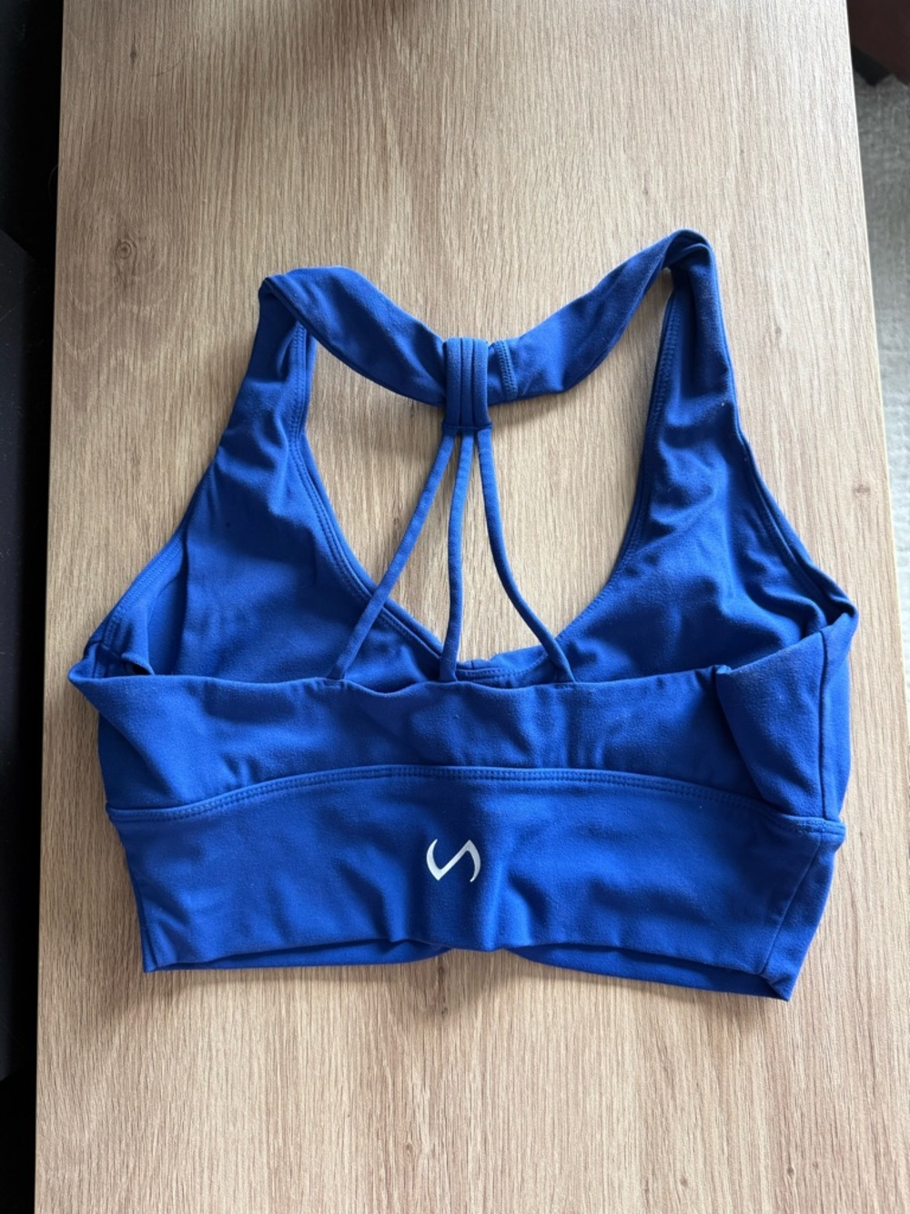 Strappy Royal Blue Sports Bra with Ruched Front - Picture 2 of 2